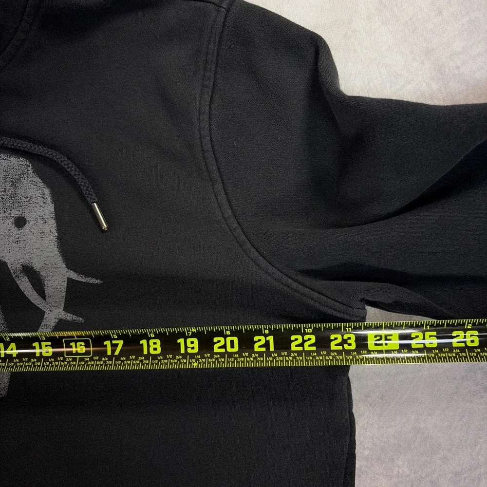 Banana Republic Hoodie Mens L Black Elephant Graphic Fleece Pullover